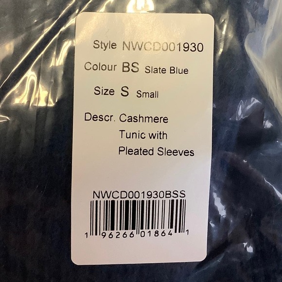 NEW! NAADAM Size Small Cashmere Tunic w/ Pleated Sleeves Slate Blue J7-3 - Picture 11 of 11